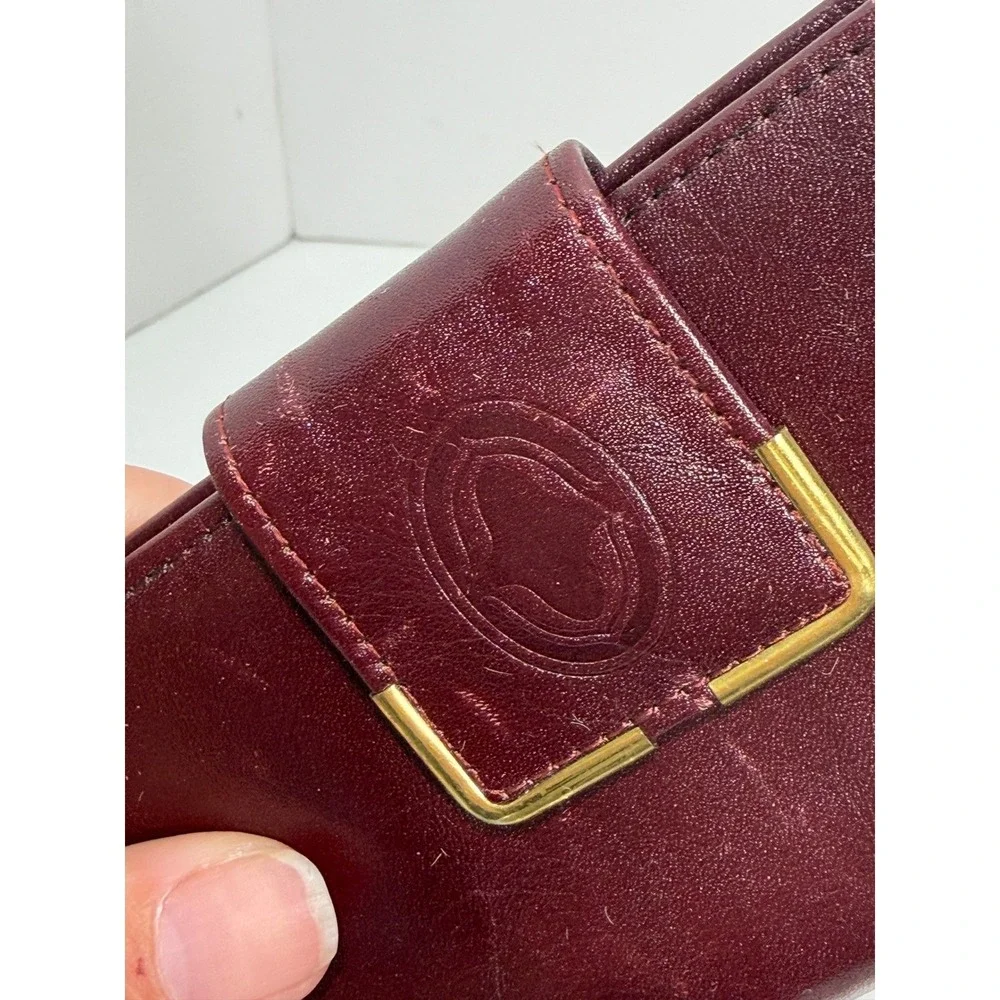 Buxton Vintage Burgundy Leather‎ Bifold Clutch Wallet Snap Closure checkbook